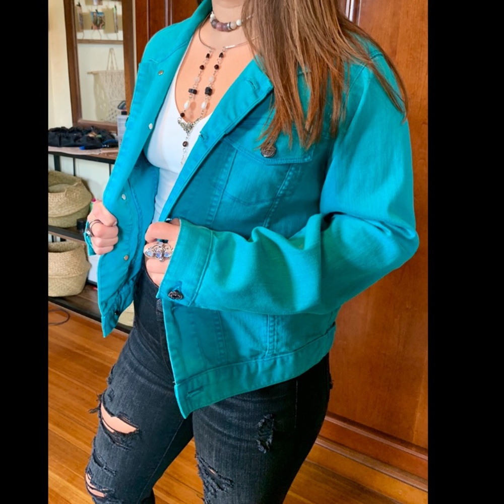 Grow with the Flow Teal Denim Jacket